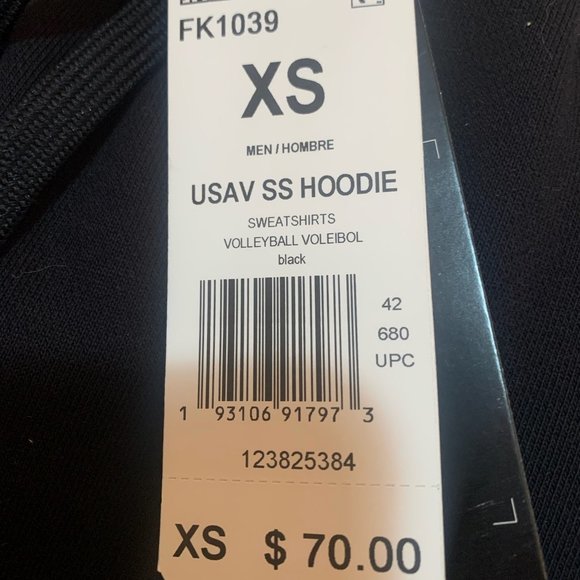 NWT ADIDAS MEN'S USA VOLLEYBALL SHORT RAW HEM SLEEVE BLACK HOODIE XS - Picture 9 of 11